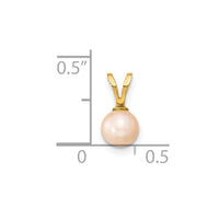 14k Gold 5-6mm Pink Round Pink Freshwater Cultured Pearl Pendant-XF521