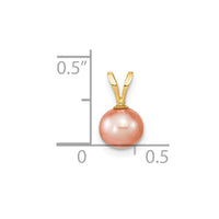 14k Gold 6-7mm Pink Round Freshwater Cultured Pearl Pendant-XF522