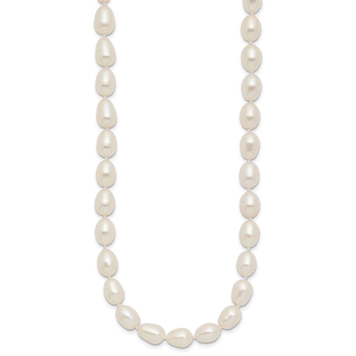 14k 7-8mm White Rice Freshwater Cultured Pearl Necklace-XF525-18