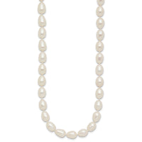 14k 7-8mm White Rice Freshwater Cultured Pearl Necklace-XF525-18