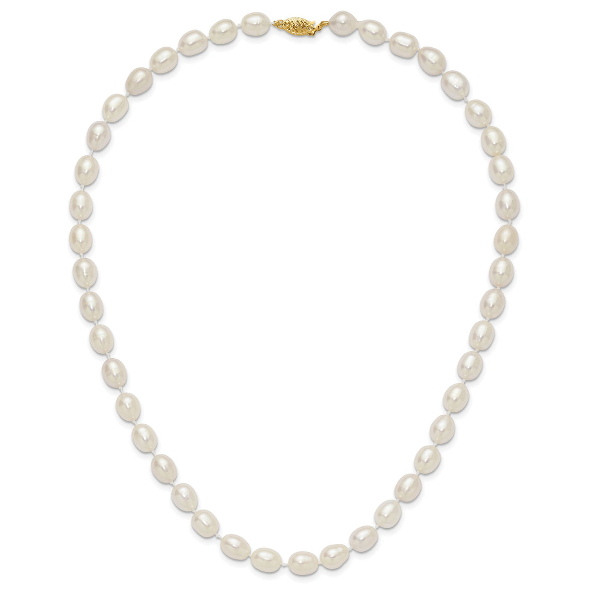 14k 7-8mm White Rice Freshwater Cultured Pearl Necklace-XF525-18