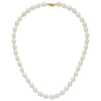 14k 7-8mm White Rice Freshwater Cultured Pearl Necklace-XF525-18
