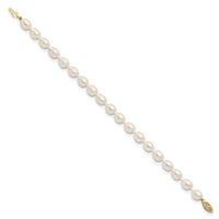 14k 7-8mm White Rice Freshwater Cultured Pearl Bracelet-XF525-7.5