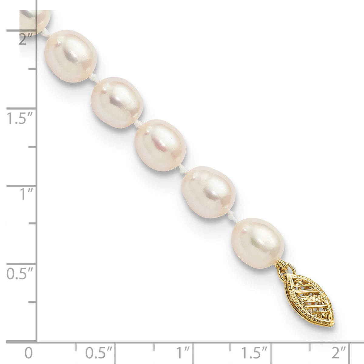 14k 7-8mm White Rice Freshwater Cultured Pearl Bracelet-XF525-7.5