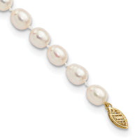 14k 7-8mm White Rice Freshwater Cultured Pearl Bracelet-XF525-7.5