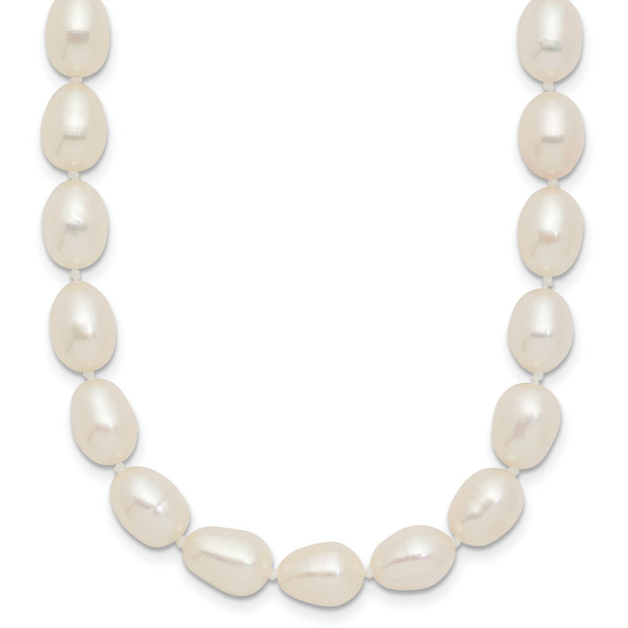 14k 7-8mm White Rice Freshwater Cultured Pearl Necklace-XF525-18