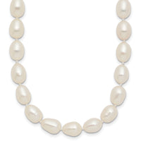 14k 7-8mm White Rice Freshwater Cultured Pearl Necklace-XF525-18