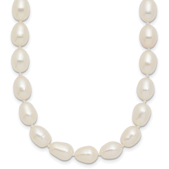 14k 7-8mm White Rice Freshwater Cultured Pearl Necklace-XF525-18