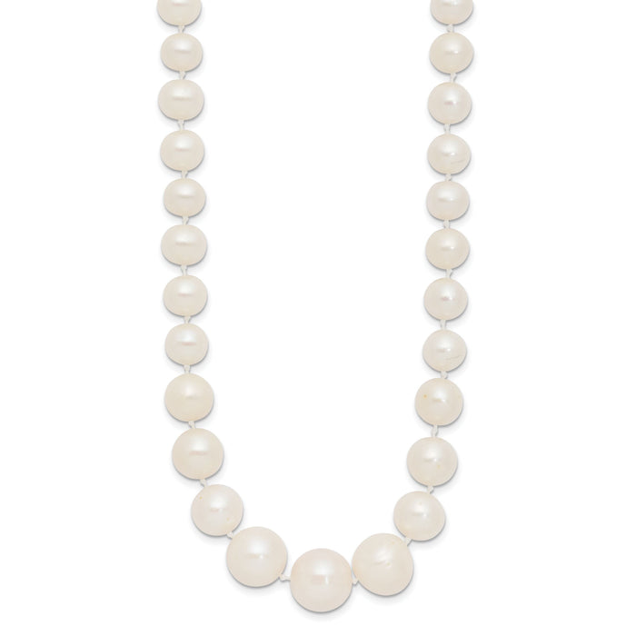 14k 7-11mm White Freshwater Cultured Pearl Graduated Necklace-XF533-18