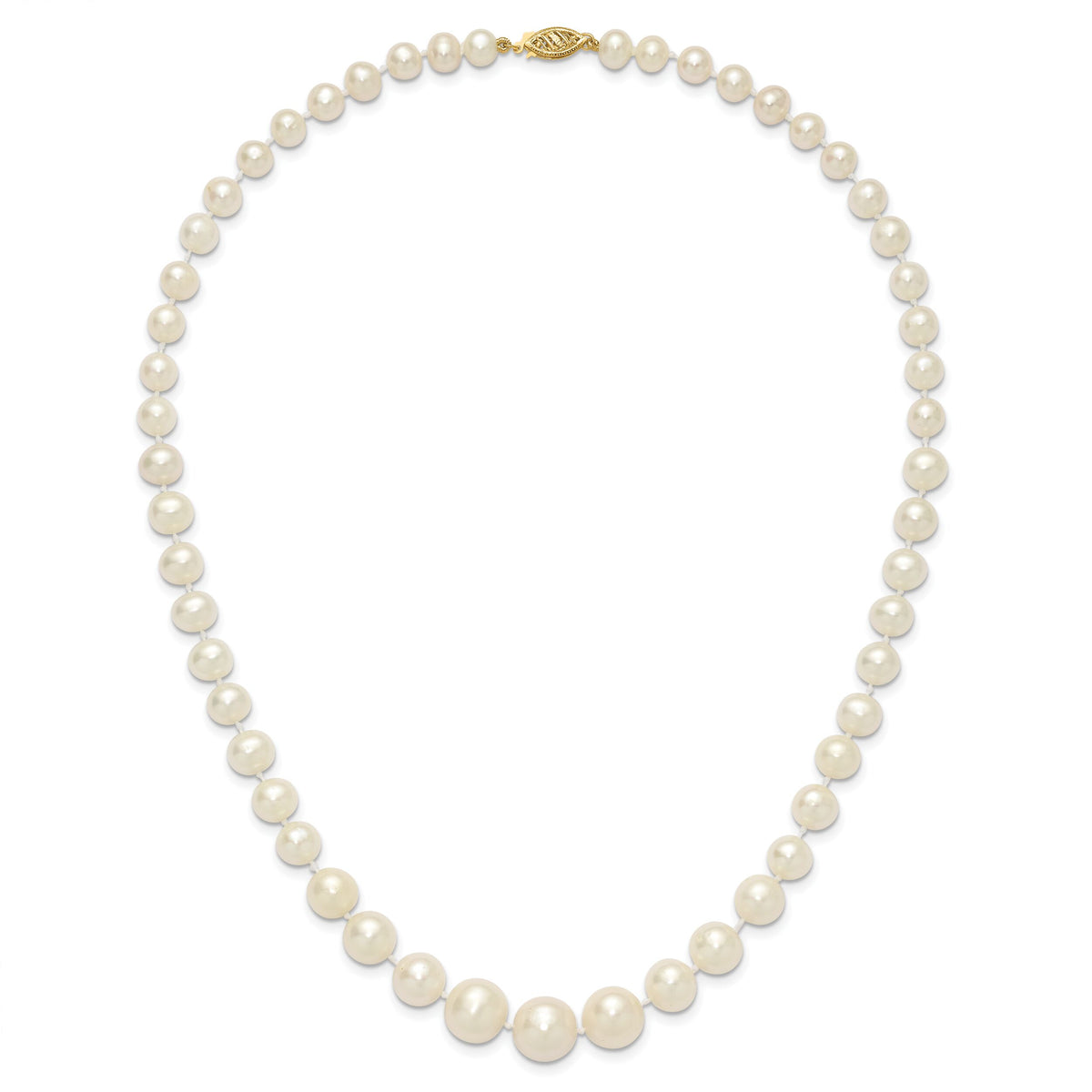 14k 7-11mm White Freshwater Cultured Pearl Graduated Necklace-XF533-18