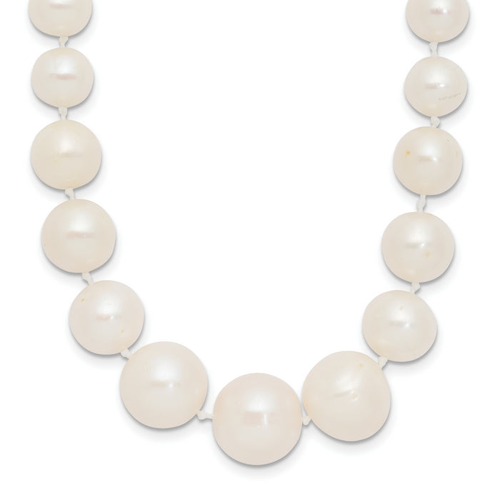 14k 7-11mm White Freshwater Cultured Pearl Graduated Necklace-XF533-18