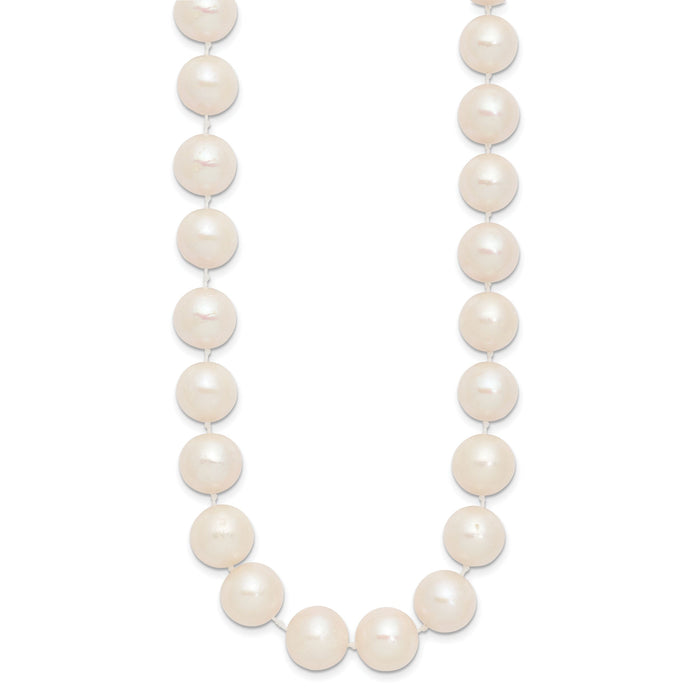 14k 11-12mm White Near Round Freshwater Cultured Pearl Necklace-XF550-18
