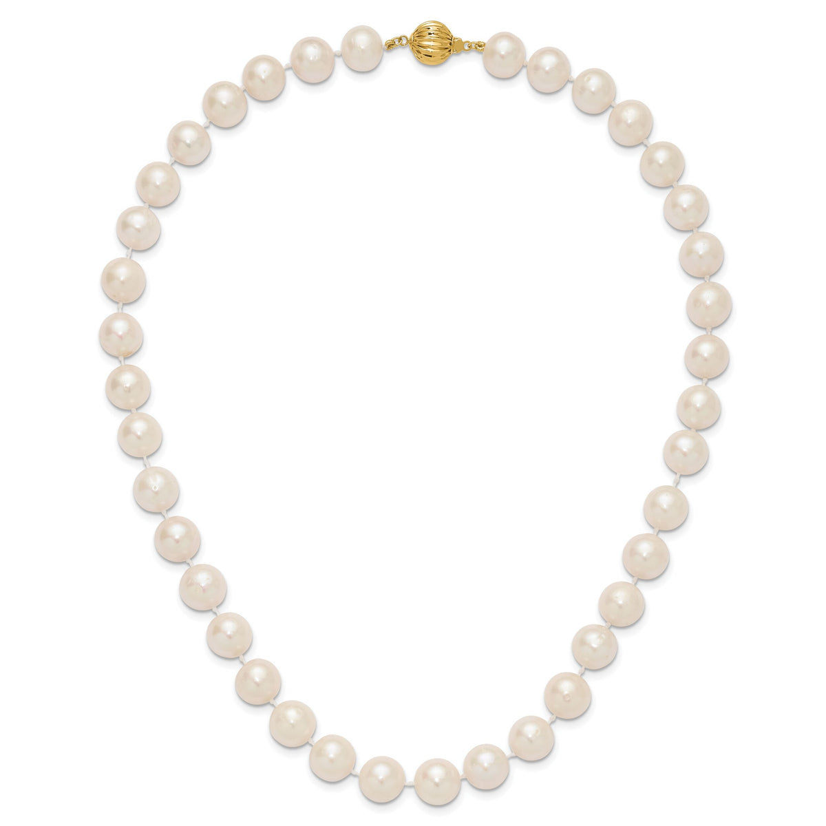 14k 11-12mm White Near Round Freshwater Cultured Pearl Necklace-XF550-18