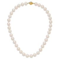 14k 11-12mm White Near Round Freshwater Cultured Pearl Necklace-XF550-18