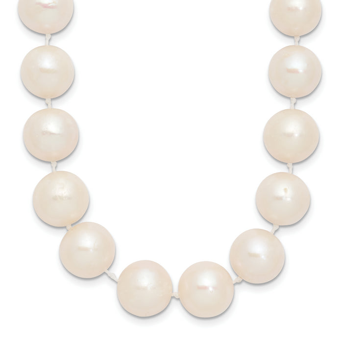 14k 11-12mm White Near Round Freshwater Cultured Pearl Necklace-XF550-18