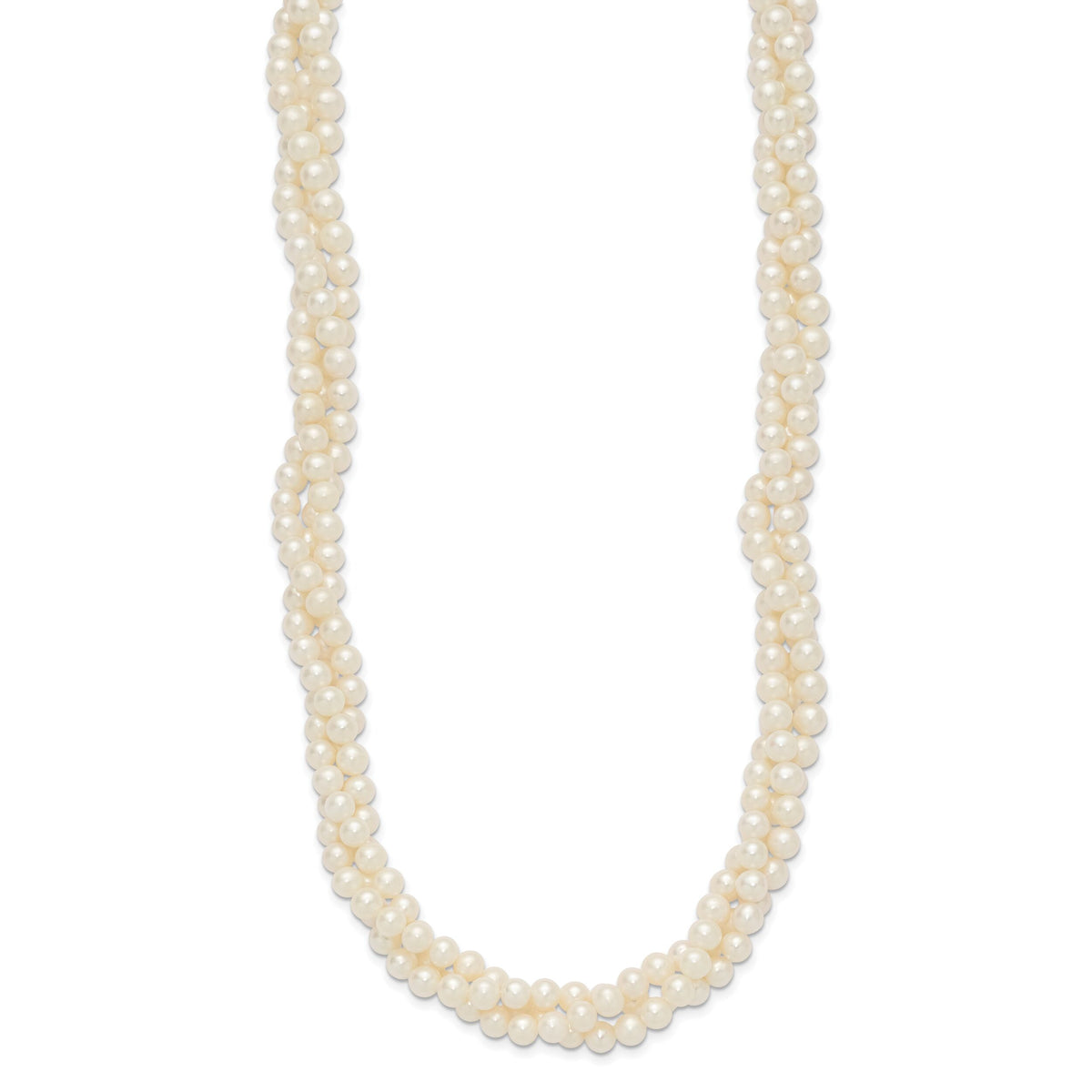 14k 6-7mm White Near Round FW Cultured Pearl 3-Strand Necklace-XF553-21