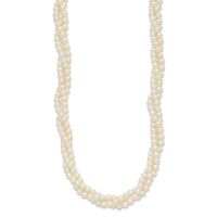 14k 6-7mm White Near Round FW Cultured Pearl 3-Strand Necklace-XF553-21