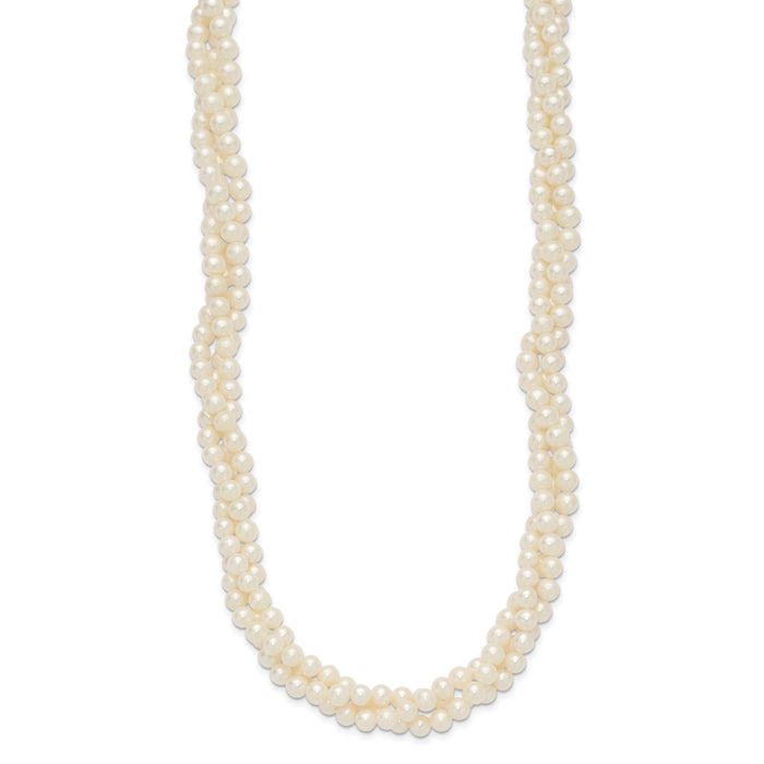 14k 6-7mm White Near Round FW Cultured Pearl 3-Strand Necklace-XF553-21