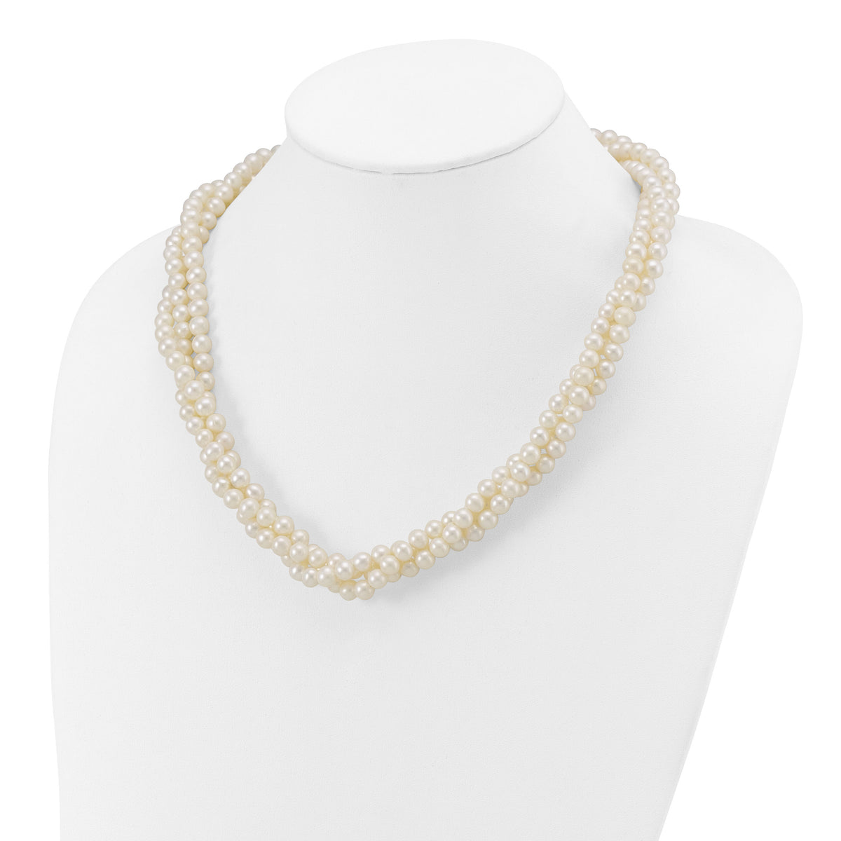 14k 6-7mm White Near Round FW Cultured Pearl 3-Strand Necklace-XF553-21