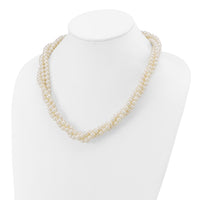 14k 6-7mm White Near Round FW Cultured Pearl 3-Strand Necklace-XF553-21