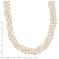 14k 6-7mm White Near Round FW Cultured Pearl 3-Strand Necklace-XF553-21