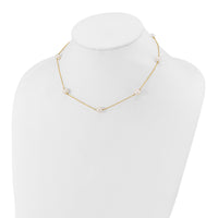 14K 7-8mm White Near Round Freshwater Cultured Pearl 7-Station Necklace-XF554-16