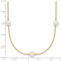 14K 5-6mm White Near Round Freshwater Cultured Pearl 7-Station Necklace-XF555-16