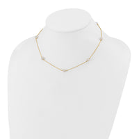 14K 5-6mm White Near Round Freshwater Cultured Pearl 7-Station Necklace-XF555-16