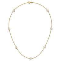 14K 5-6mm White Near Round Freshwater Cultured Pearl 7-Station Necklace-XF555-16