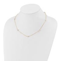 14K 5-6mm White Near Round Freshwater Cultured Pearl 7-Station Necklace-XF555-18