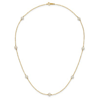14K 5-6mm White Near Round Freshwater Cultured Pearl 7-Station Necklace-XF555-18