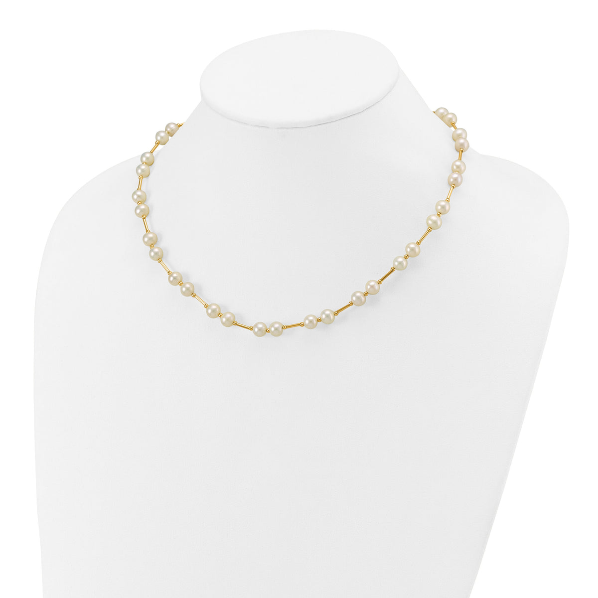 14K 6-7mm White Near Round Freshwater Cultured Pearl Bead Necklace-XF557-18
