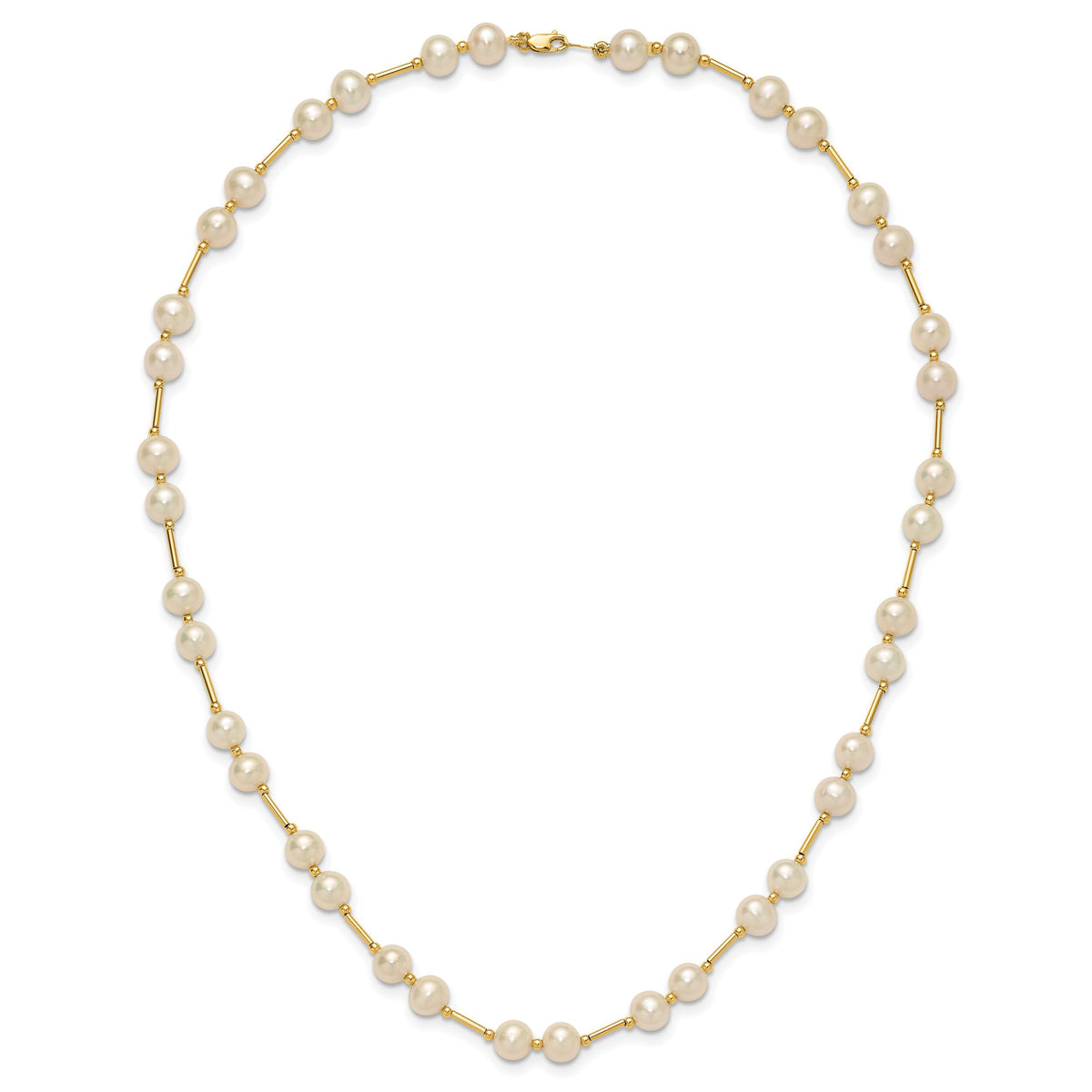 14K 6-7mm White Near Round Freshwater Cultured Pearl Bead Necklace-XF557-18