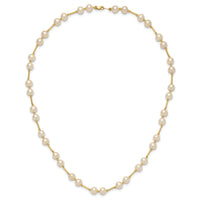 14K 6-7mm White Near Round Freshwater Cultured Pearl Bead Necklace-XF557-18