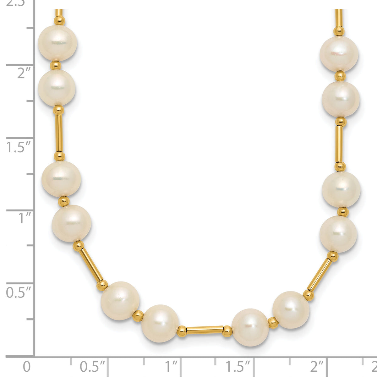 14K 6-7mm White Near Round Freshwater Cultured Pearl Bead Necklace-XF557-18