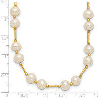 14K 6-7mm White Near Round Freshwater Cultured Pearl Bead Necklace-XF557-18