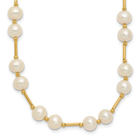 14K 6-7mm White Near Round Freshwater Cultured Pearl Bead Necklace-XF557-18