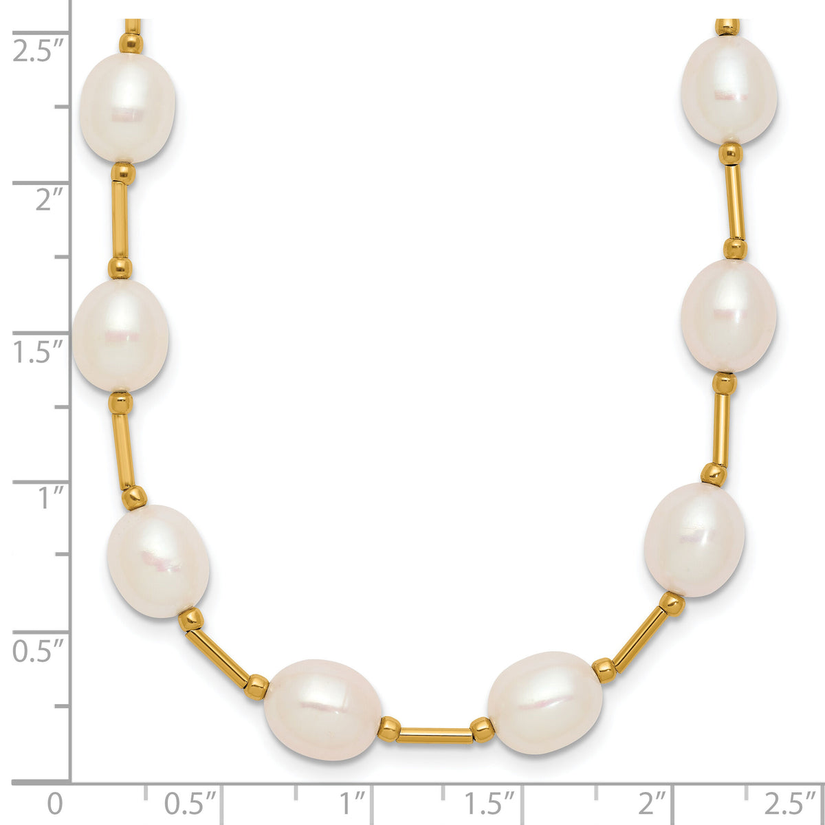 14K 7-8mm White Rice Freshwater Cultured Pearl Bead Necklace-XF558-18