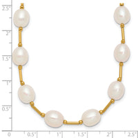 14K 7-8mm White Rice Freshwater Cultured Pearl Bead Necklace-XF558-18