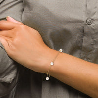 14K 5-6mm White Near Round Freshwater Cultured Pearl 3-station Bracelet-XF560-7.25