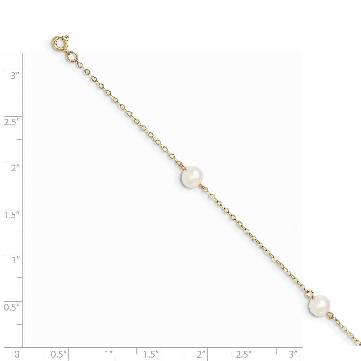 14K 5-6mm White Near Round Freshwater Cultured Pearl 3-station Bracelet-XF560-7.25