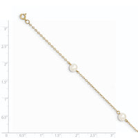 14K 5-6mm White Near Round Freshwater Cultured Pearl 3-station Bracelet-XF560-7.25