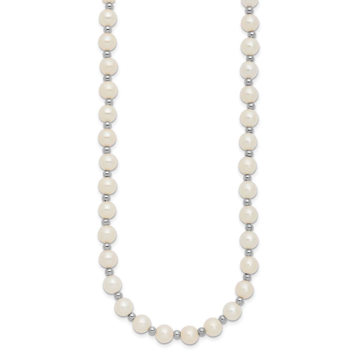 14k White Gold 6-7mm White Near Round FW Cultured Pearl Necklace-XF572-18
