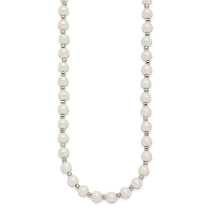 14k White Gold 6-7mm White Near Round FW Cultured Pearl Necklace-XF572-18