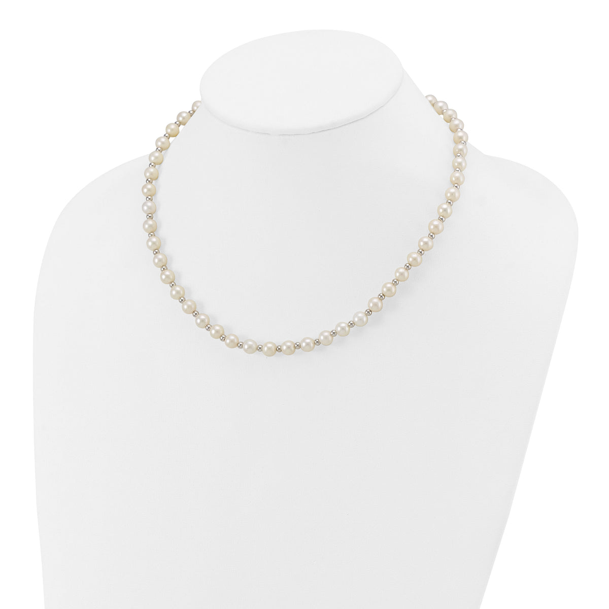 14k White Gold 6-7mm White Near Round FW Cultured Pearl Necklace-XF572-18