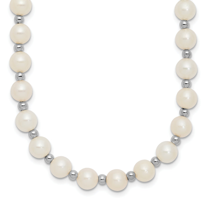 14k White Gold 6-7mm White Near Round FW Cultured Pearl Necklace-XF572-18