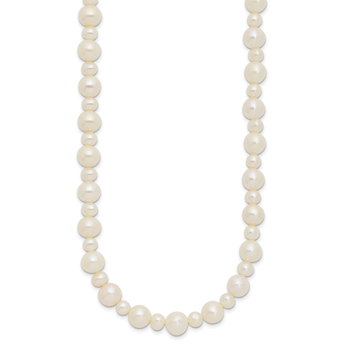 14k White Gold 5-8mm White Near Round Freshwater Cultured Pearl Necklace-XF573-18