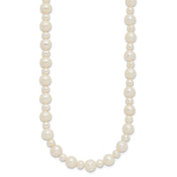 14k White Gold 5-8mm White Near Round Freshwater Cultured Pearl Necklace-XF573-18
