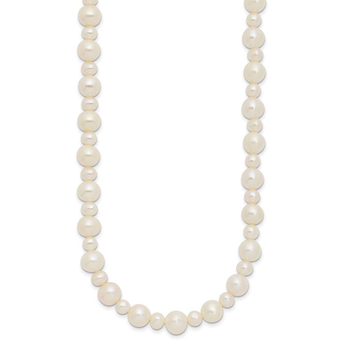 14k White Gold 5-8mm White Near Round Freshwater Cultured Pearl Necklace-XF573-18