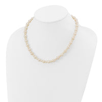 14k White Gold 5-8mm White Near Round Freshwater Cultured Pearl Necklace-XF573-18